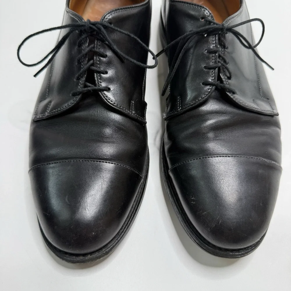 Allen Edmonds Bergland Cap Toe Oxfords Black Leather Dress Shoes 11 C Rubber Sol